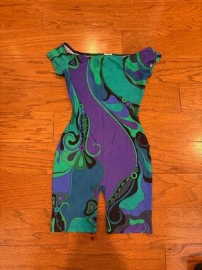 Emilio Pucci Green and Purple Printed Jumpsuit Romper